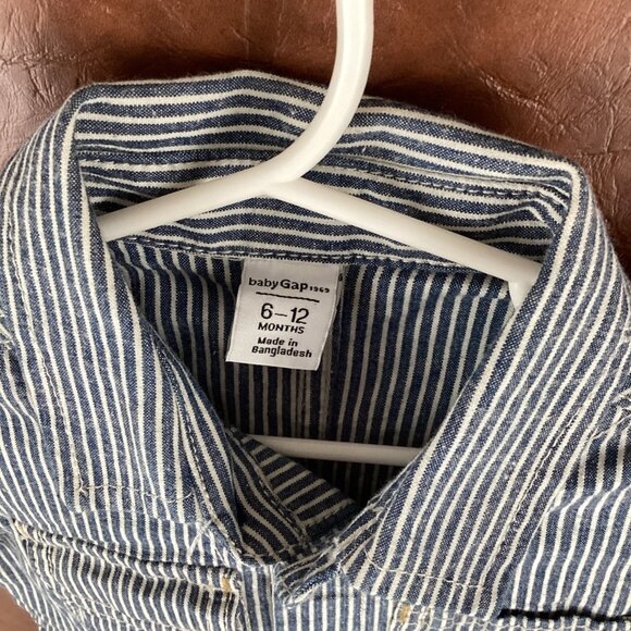 Baby Gap 1pc Romper & Sun Hat Shorts 6-12 Mo Outfit Striped Train Conductor NWT - Picture 4 of 7